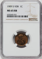 1909-S 1C VDB RB Lincoln Cent NGC MS65