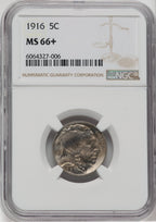1916 5C NGC Plus Buffalo Nickel NGC MS66+
