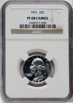 1951 25C CA Proof Washington Quarter NGC PR68