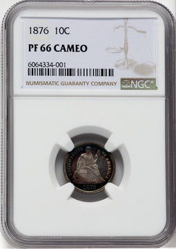 1876 10C CA Proof Seated Dime NGC PR66
