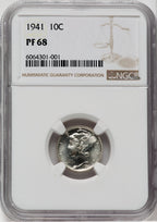 1941 10C Proof Mercury Dime NGC PR68