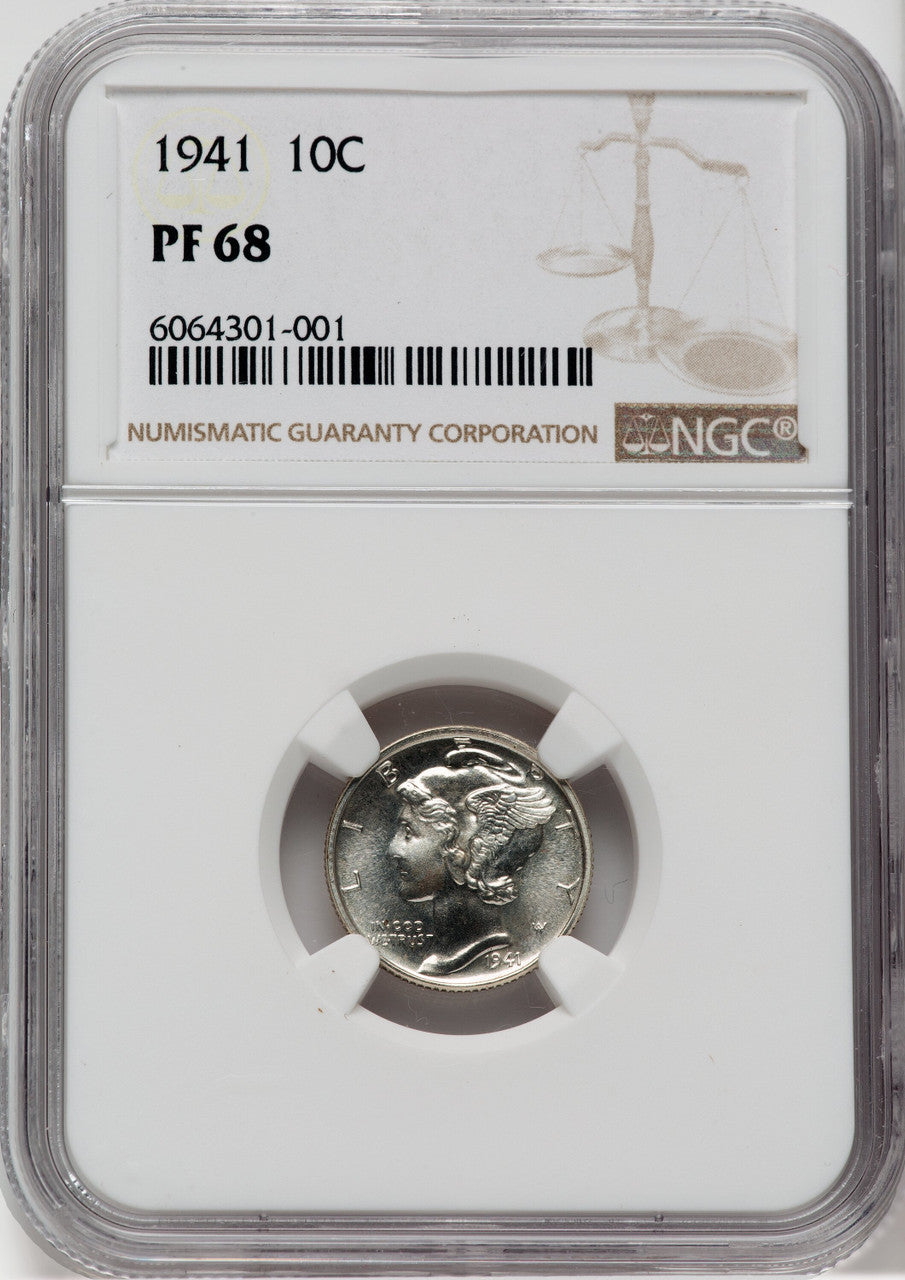 1941 10C Proof Mercury Dime NGC PR68