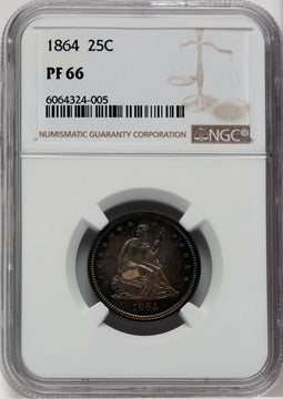 1864 25C Proof Seated Quarter NGC PR66