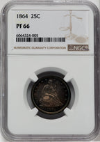1864 25C Proof Seated Quarter NGC PR66