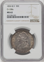 1836/1336 50C O-108a Bust Half Dollar NGC MS62