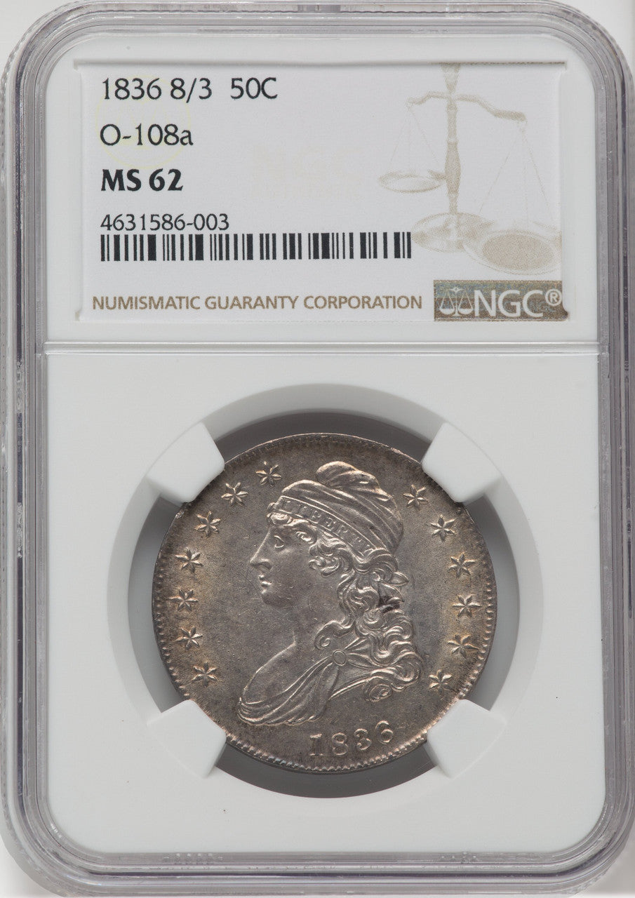 1836/1336 50C O-108a Bust Half Dollar NGC MS62