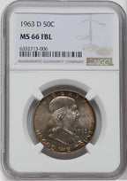1963-D 50C Franklin Half Dollar NGC MS66 FLB
