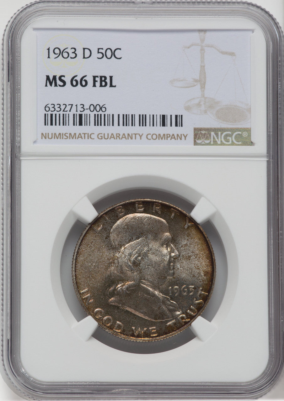 1963-D 50C Franklin Half Dollar NGC MS66 FLB