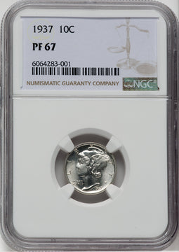 1937 10C Proof Mercury Dime NGC PR67