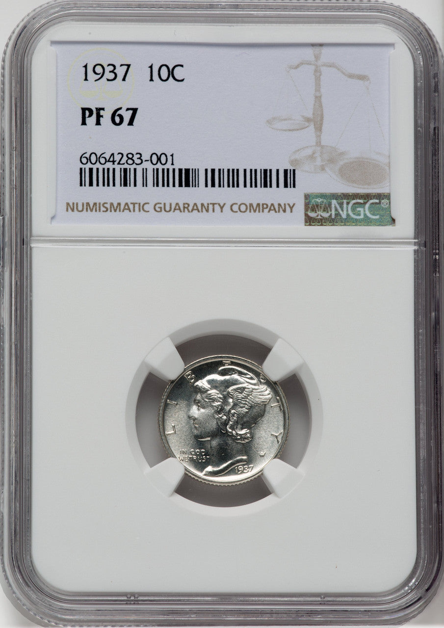 1937 10C Proof Mercury Dime NGC PR67
