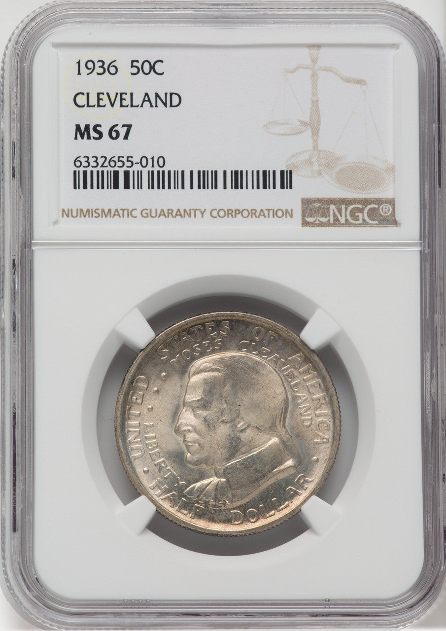 1936 50C Cleveland Commemorative Silver NGC MS67