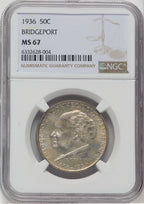 1936 50C Bridgeport Commemorative Silver NGC MS67