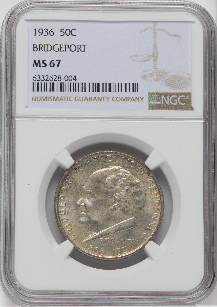 1936 50C Bridgeport Commemorative Silver NGC MS67