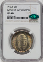 1946-S 50C Booker T. Washington CAC NGC Plus Commemorative Silver NGC MS67+