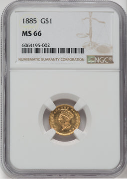 1885 G$1 Gold Dollar NGC MS66