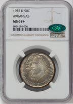 1935-D 50C Arkansas CAC NGC Plus Commemorative Silver NGC MS67+