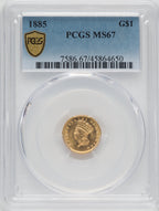 1885 G$1 Gold Dollar PCGS MS67