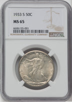 1933-S 50C Walking Liberty Half Dollar NGC MS65