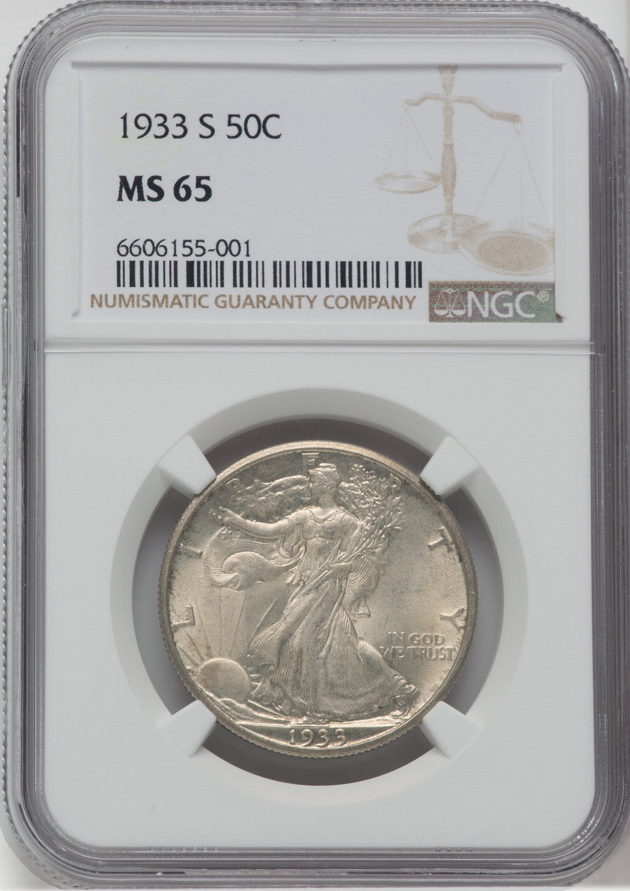 1933-S 50C Walking Liberty Half Dollar NGC MS65