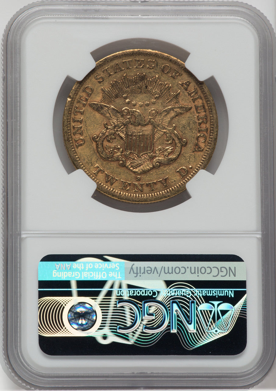 1863-S $20 Liberty Double Eagle NGC AU50