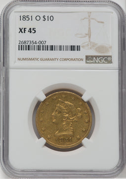 1851-O $10 Liberty Eagle NGC XF45
