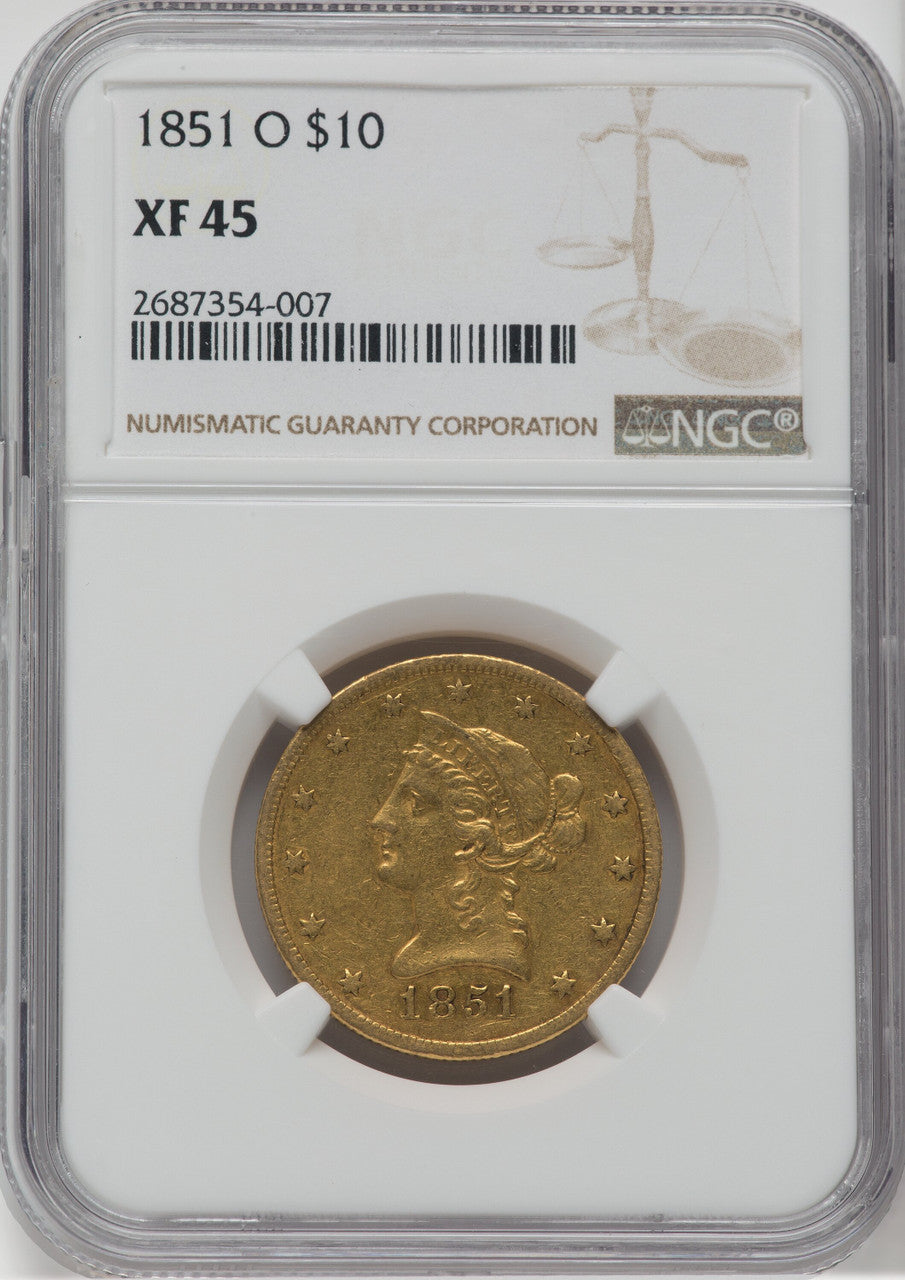 1851-O $10 Liberty Eagle NGC XF45