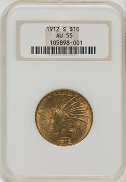 1912-S $10 Indian Eagle NGC AU55