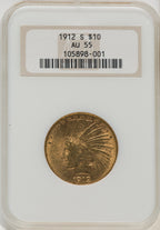 1912-S $10 Indian Eagle NGC AU55