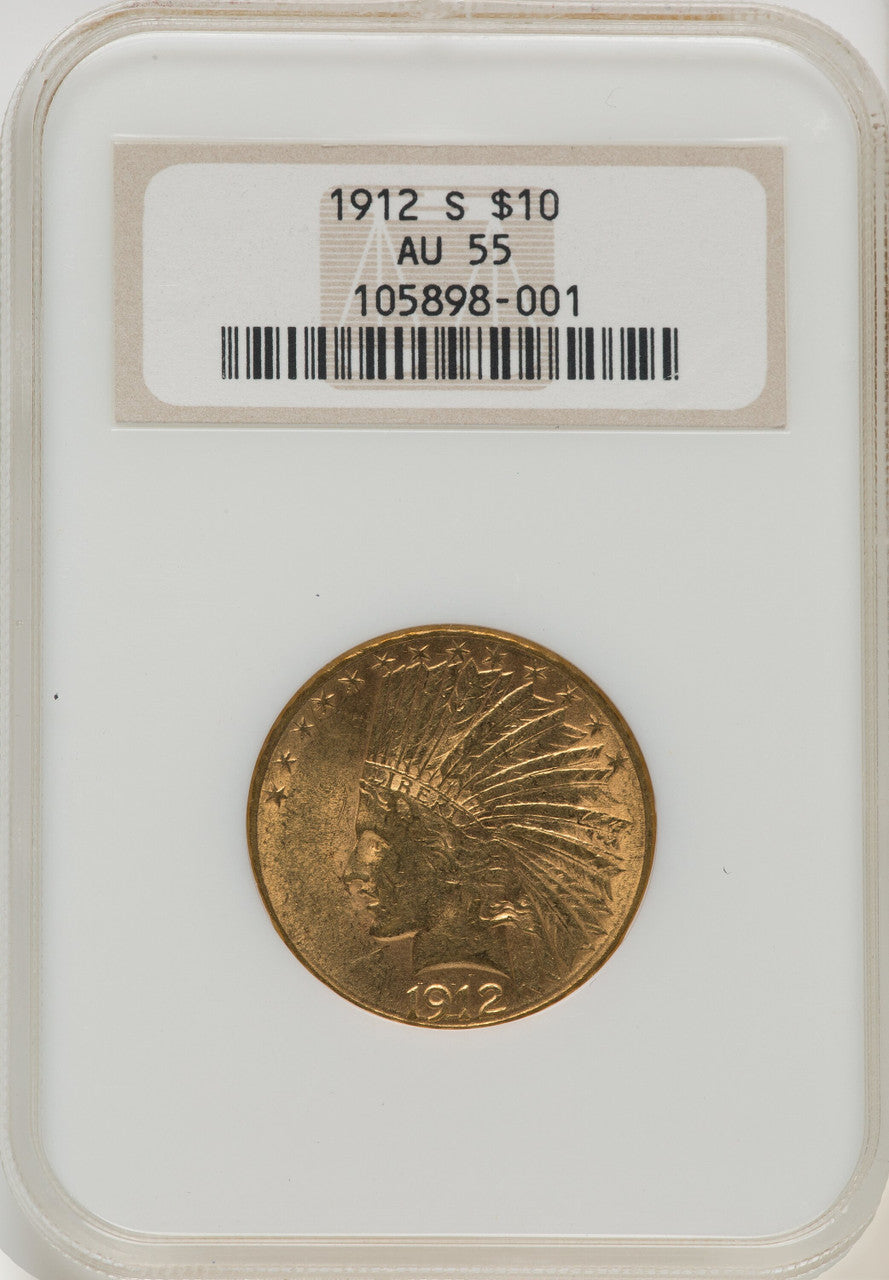 1912-S $10 Indian Eagle NGC AU55