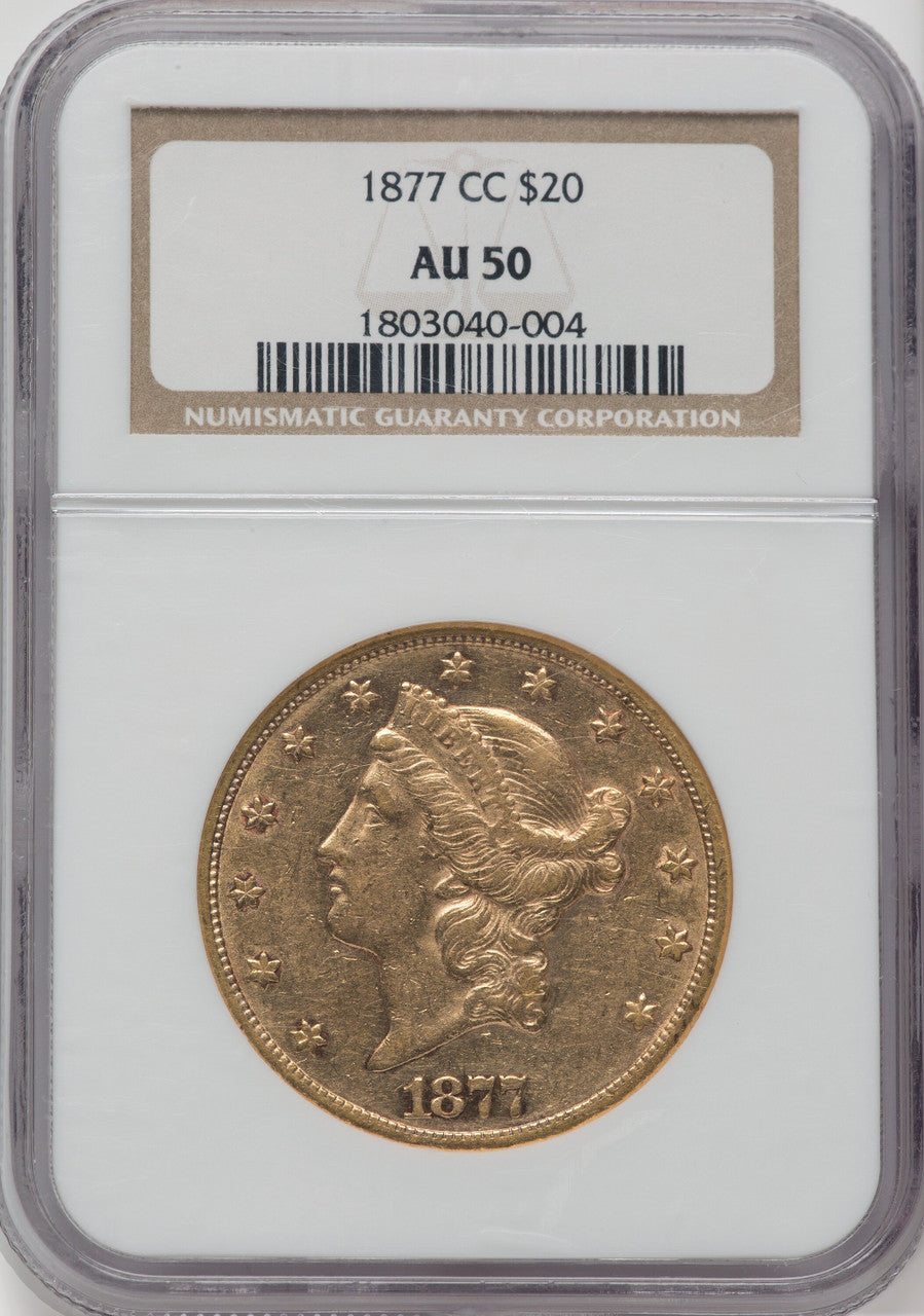 1877-CC $20 Liberty Double Eagle NGC AU50