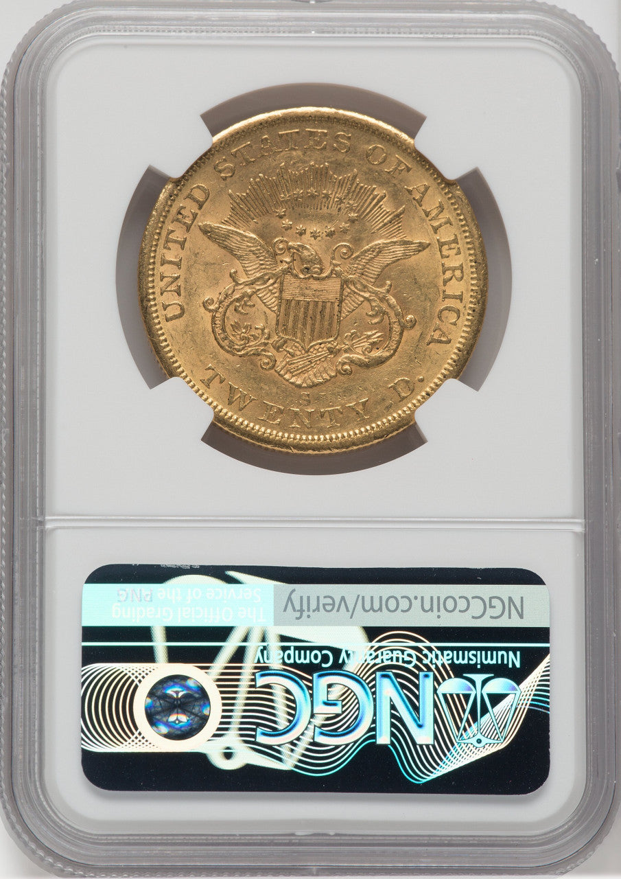 1857-S $20 Liberty Double Eagle NGC AU55