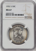 1952-S 50C Franklin Half Dollar NGC MS67