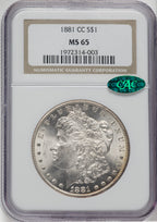 1881-CC $1 CAC Morgan Dollar NGC MS65