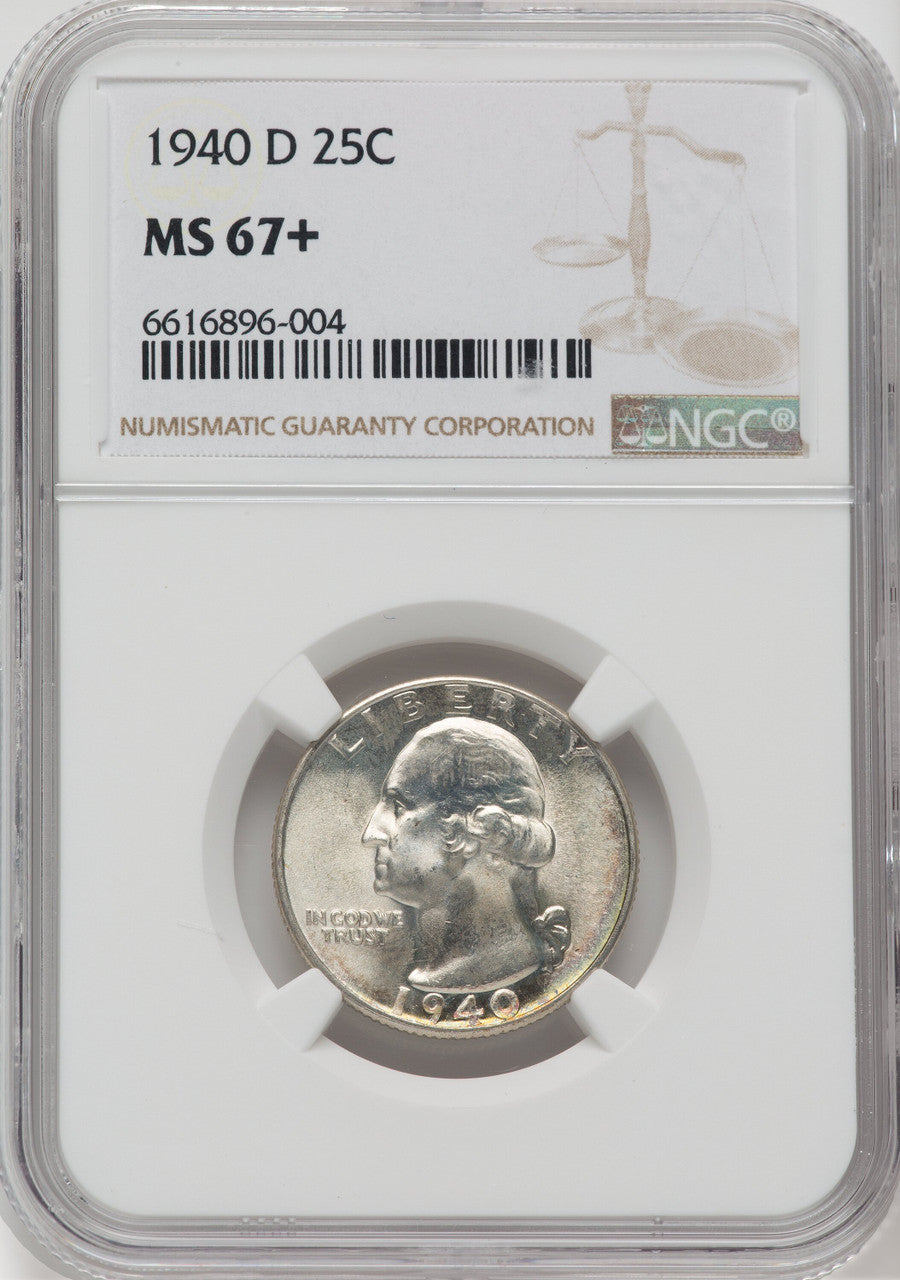 1940-D 25C NGC Plus Washington Quarter NGC MS67+