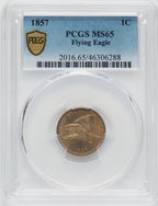1857 1C Flying Eagle Cent PCGS MS65
