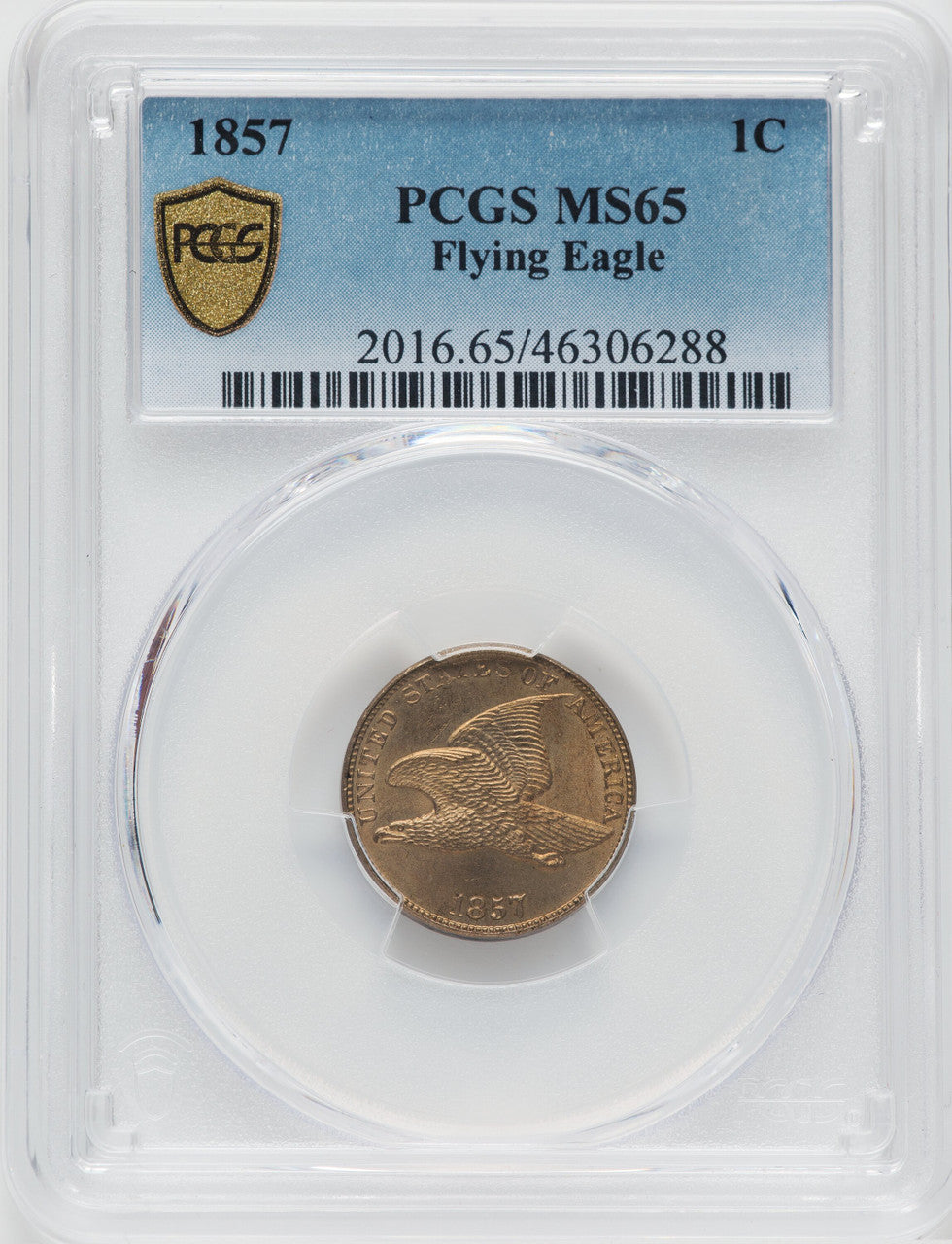 1857 1C Flying Eagle Cent PCGS MS65