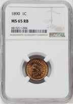 1890 1C RB Indian Cent NGC MS65