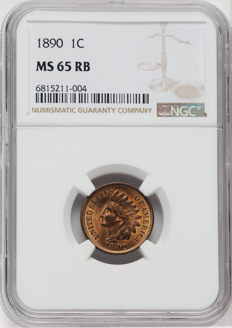 1890 1C RB Indian Cent NGC MS65