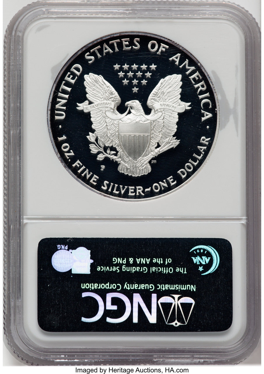 1995-P S$1 Silver Eagle Brown Label NGC PF70