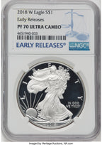 2018-W S$1 Silver Eagle First Strike NGC PF70