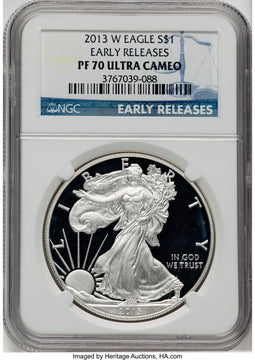 2013-W S$1 Silver Eagle First Strike NGC PF70