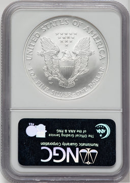 2008-W S$1 Silver Eagle Reverse of 2007 Burnished First Strike NGC MS70