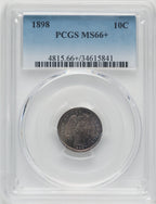 1898 10C Barber Dime PCGS MS66+