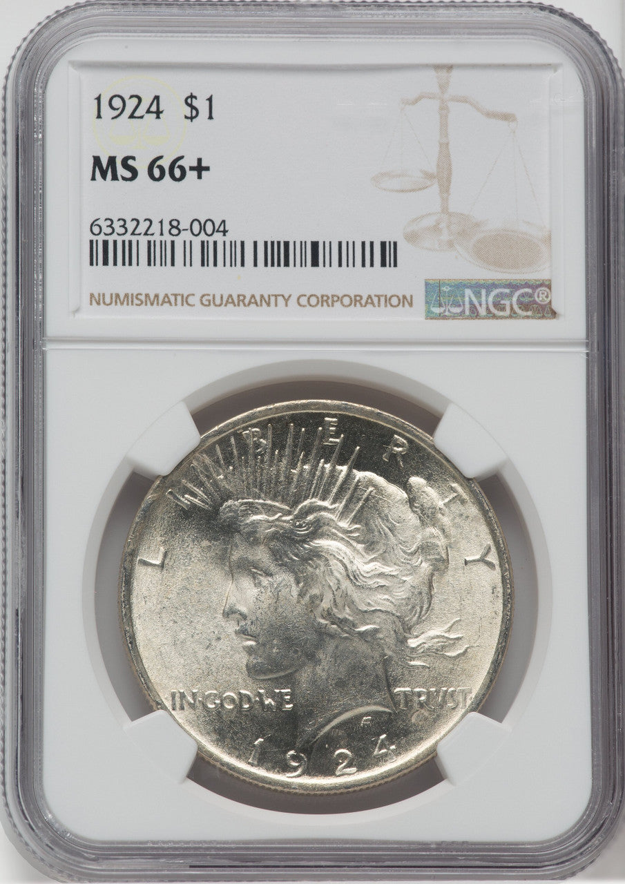 1924 $1 Peace Dollar NGC MS66+