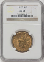 1912-S $10 Indian Eagle NGC AU58