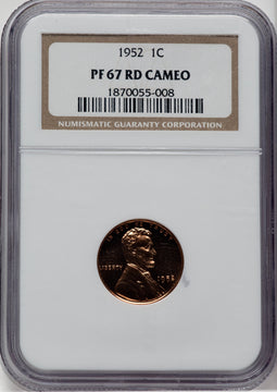 1952 1C CA Proof Lincoln Cent NGC PR67
