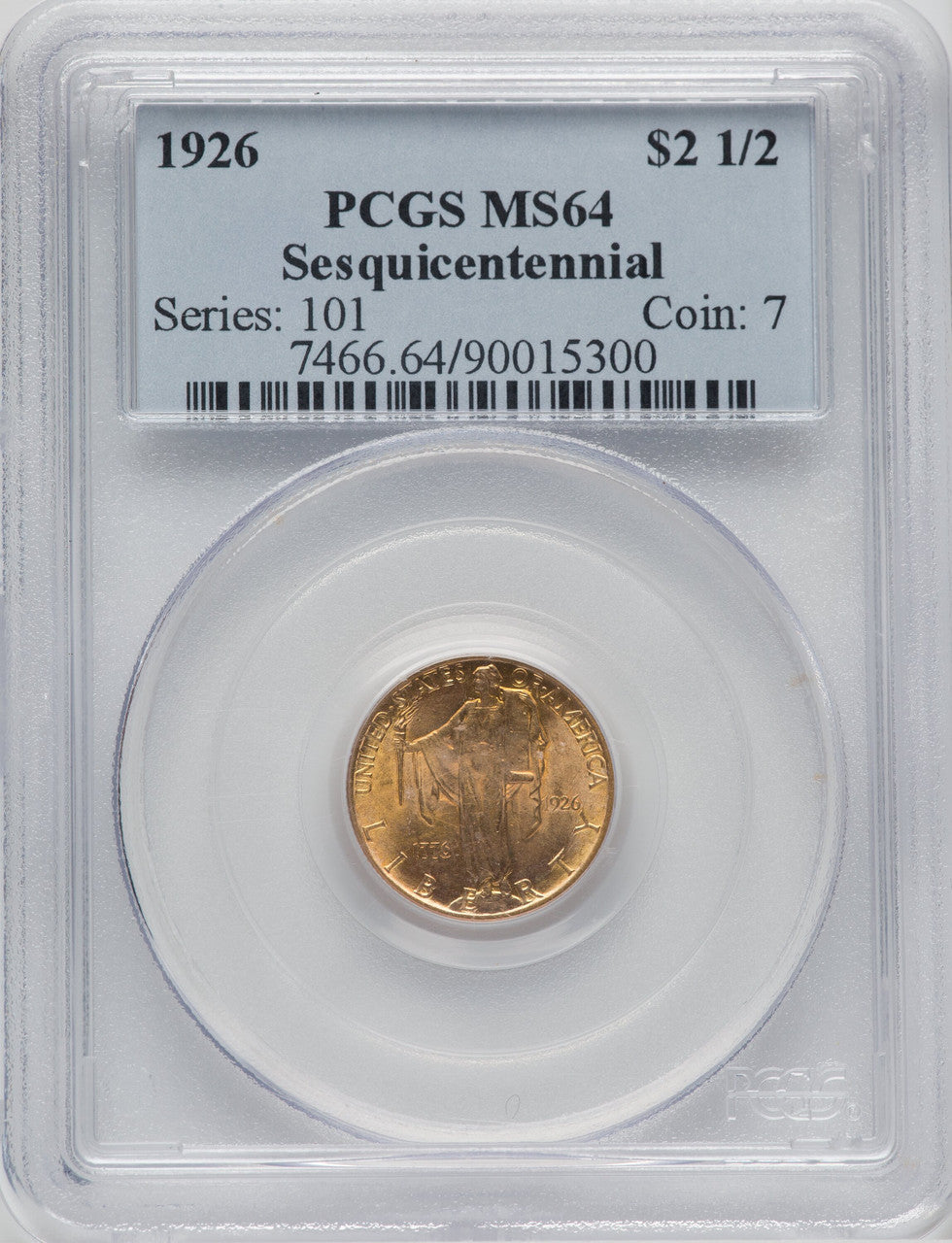 1926 $2.50 SESQUI Commemorative Gold PCGS MS64