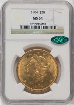 1904 $20 Liberty CAC Liberty Double Eagle NGC MS64