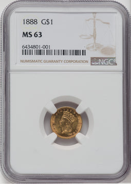 1888 G$1 Gold Dollar NGC MS63