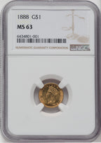 1888 G$1 Gold Dollar NGC MS63